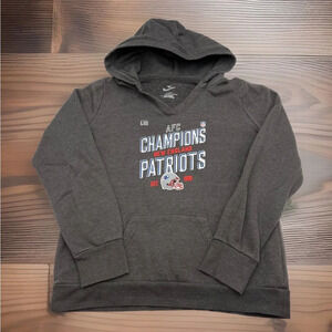 New England Patriots AFC Champions NFL Hoodie Womens XL Gray Sweatshirt Fanatics